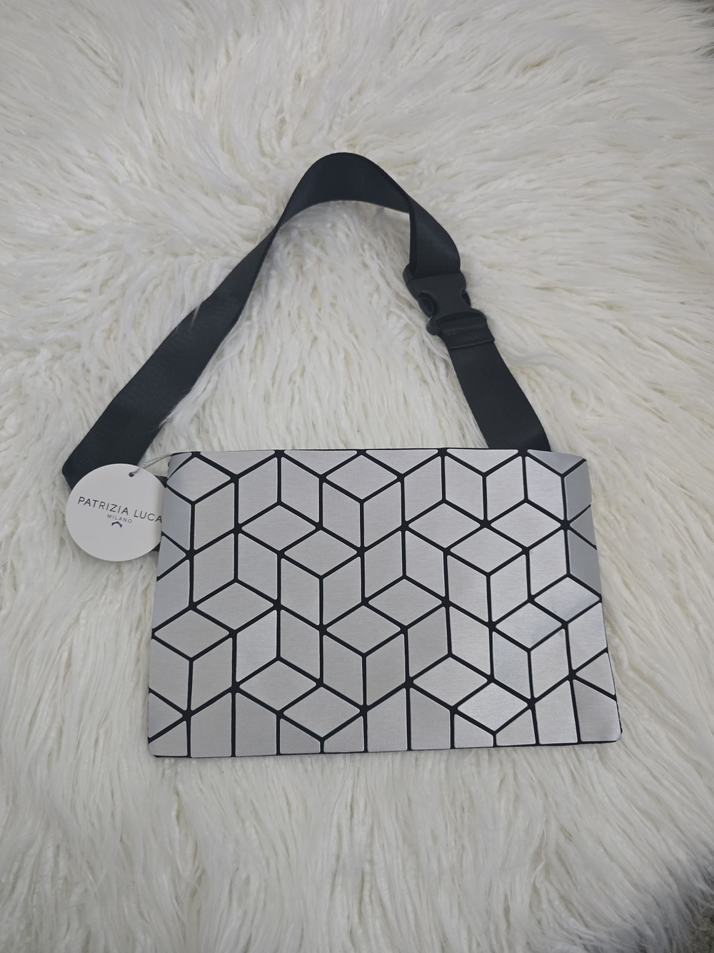 Patrizia Luca Silver Geometric Crossbody Bag